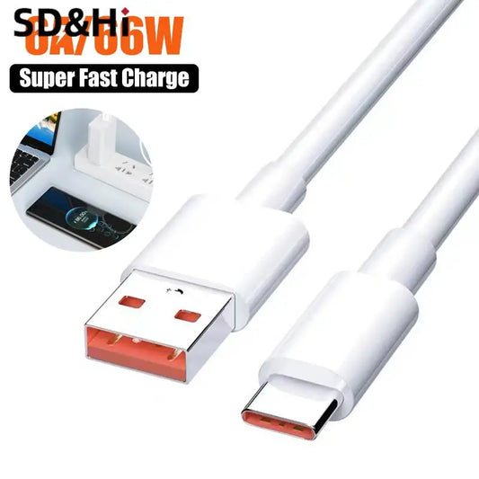 1pc 2 Meter 6A 66W USB Type-c Super Fast Charge Cable Other Consumer Electronics